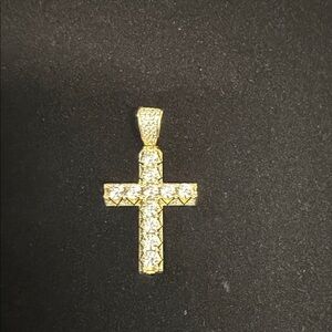 Gold Cross Silver 925 Pendant Necklace